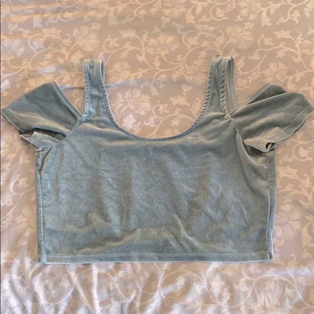 Blue velvet crop top